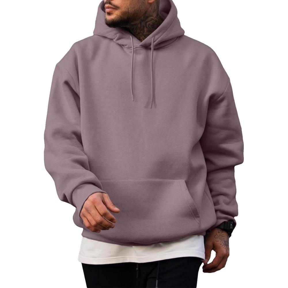 imageJMIERR Mens Casual Cotton Hooded Collar Drawstring Hoodies Pullover Sweatshirts Casual Long Sleeve ShirtsPurple