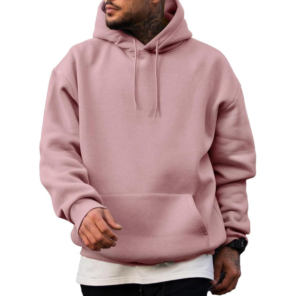imageJMIERR Mens Casual Cotton Hooded Collar Drawstring Hoodies Pullover Sweatshirts Casual Long Sleeve ShirtsRose Tan