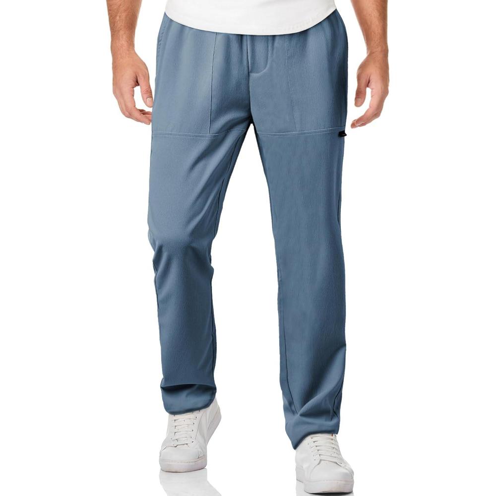 imageJMIERR Mens Casual Lightweight Pants Stretch Elastic Waist Drawstring Jogging Sweatpants PantsReal Teal