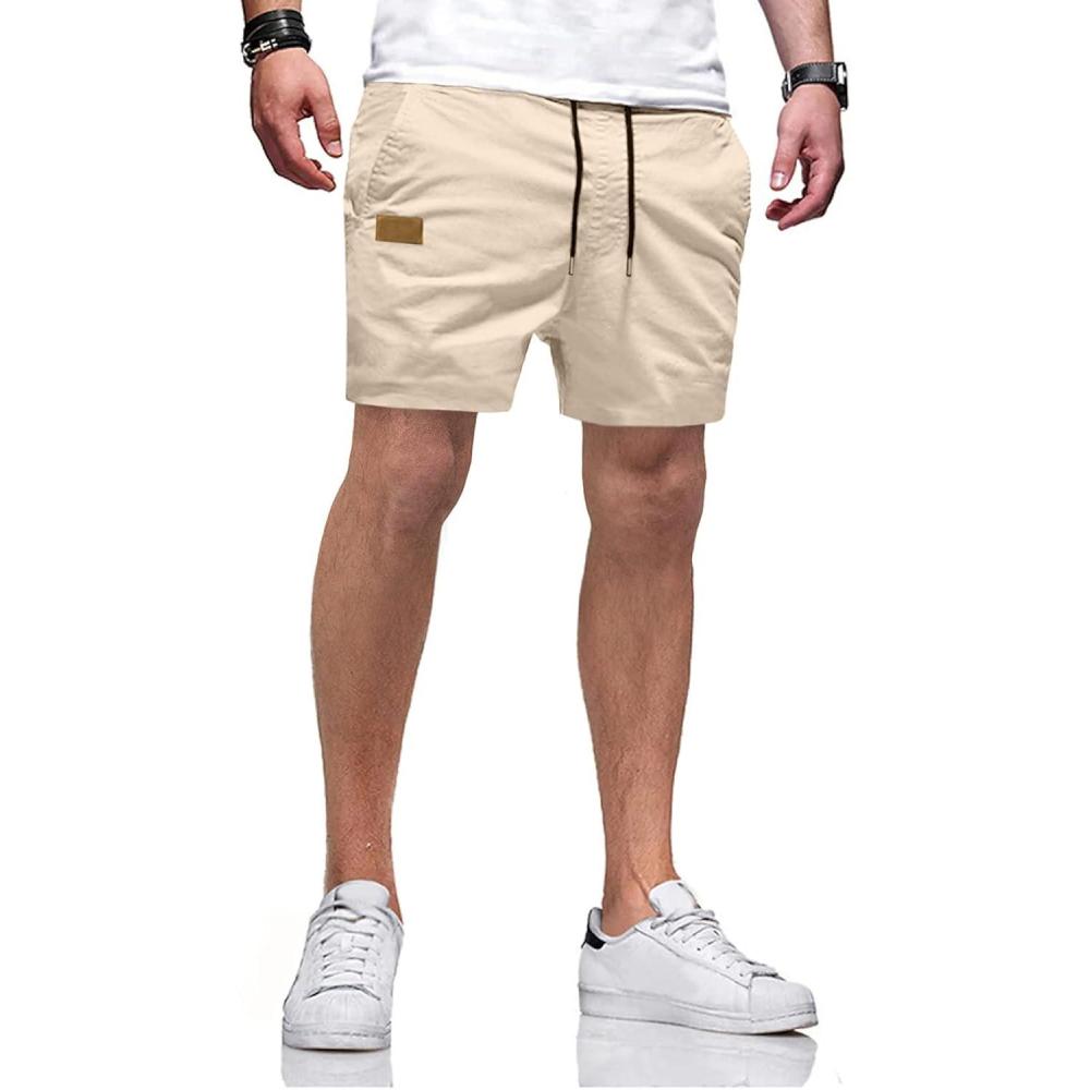 imageJMIERR Mens Casual Shorts  Cotton Drawstring Summer Beach Stretch Twill Chino Golf Shorts with PocketsA1 Beige