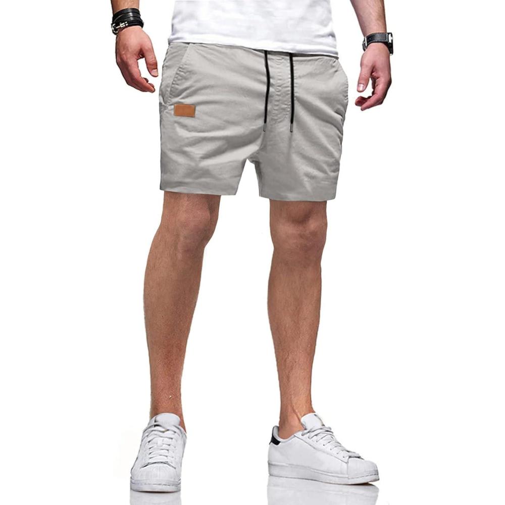 imageJMIERR Mens Casual Shorts  Cotton Drawstring Summer Beach Stretch Twill Chino Golf Shorts with PocketsA1 Grey1