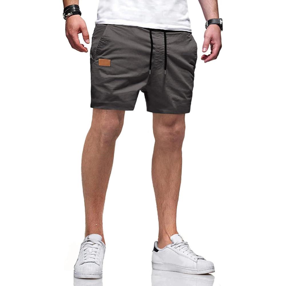imageJMIERR Mens Casual Shorts  Cotton Drawstring Summer Beach Stretch Twill Chino Golf Shorts with PocketsA1 Grey2