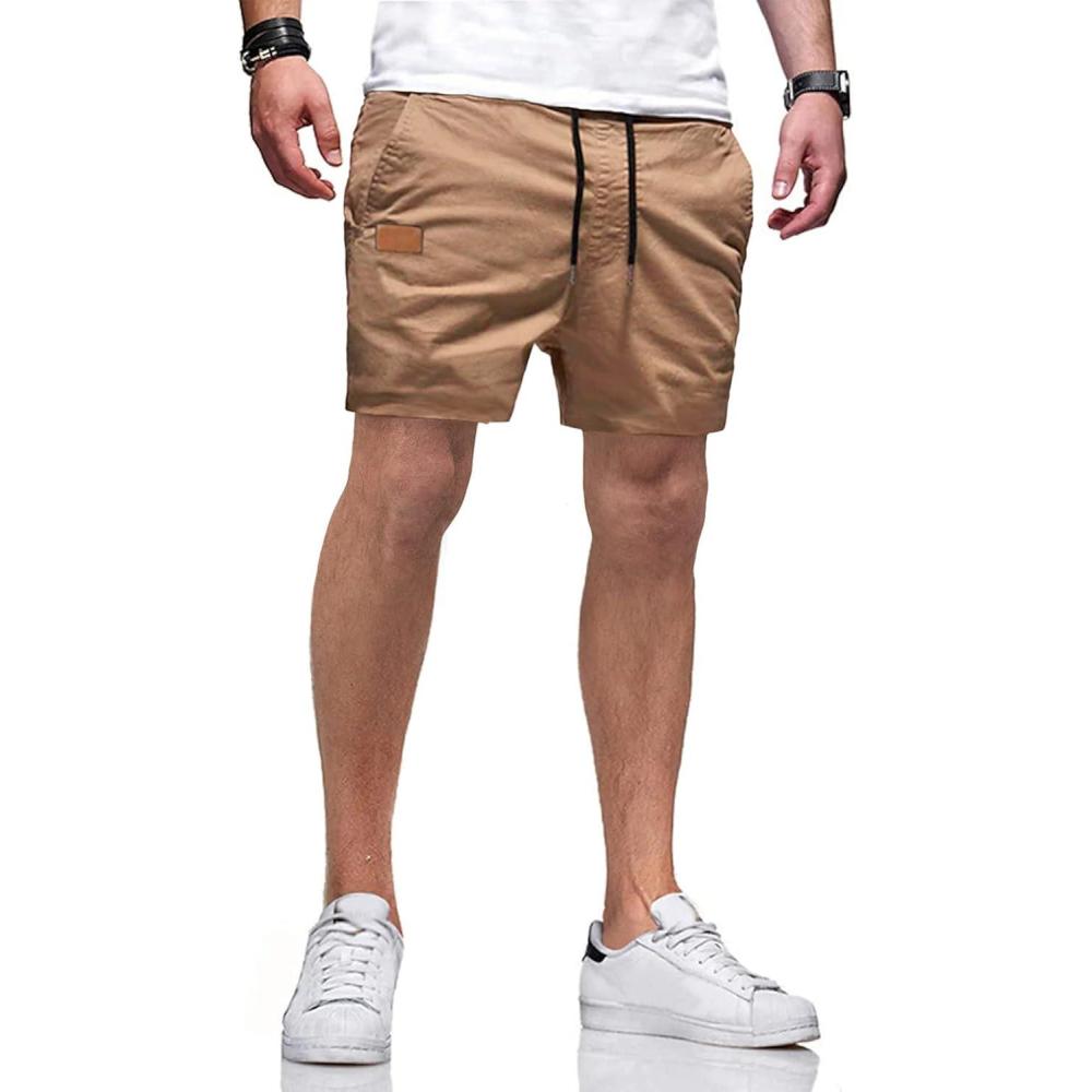 imageJMIERR Mens Casual Shorts  Cotton Drawstring Summer Beach Stretch Twill Chino Golf Shorts with PocketsA1 Khaki1