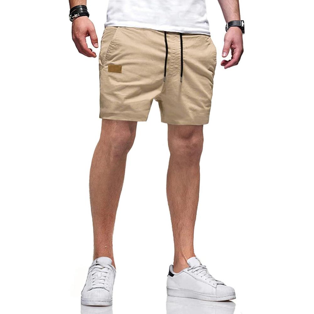 imageJMIERR Mens Casual Shorts  Cotton Drawstring Summer Beach Stretch Twill Chino Golf Shorts with PocketsA1 Khaki2