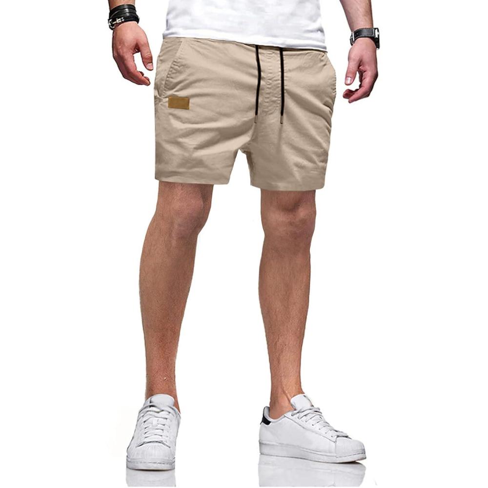 imageJMIERR Mens Casual Shorts  Cotton Drawstring Summer Beach Stretch Twill Chino Golf Shorts with PocketsA1 Khaki3