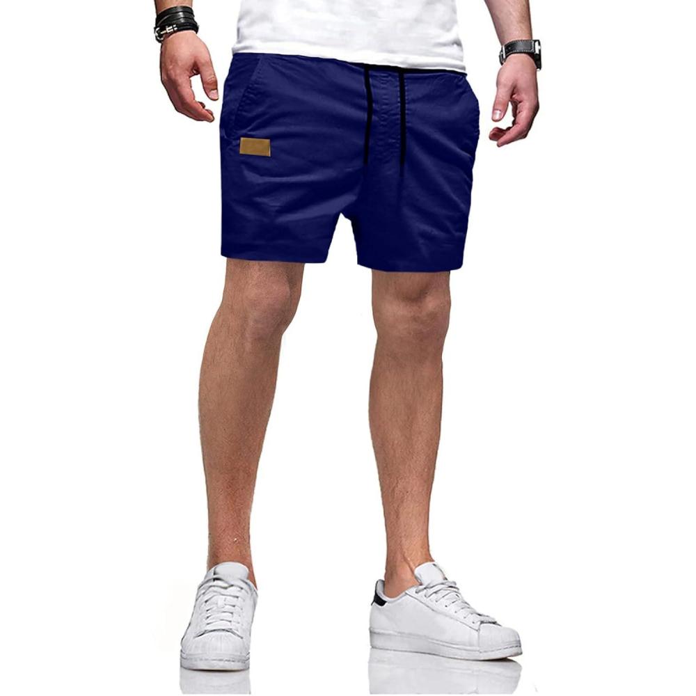 imageJMIERR Mens Casual Shorts  Cotton Drawstring Summer Beach Stretch Twill Chino Golf Shorts with PocketsA2 Blue3