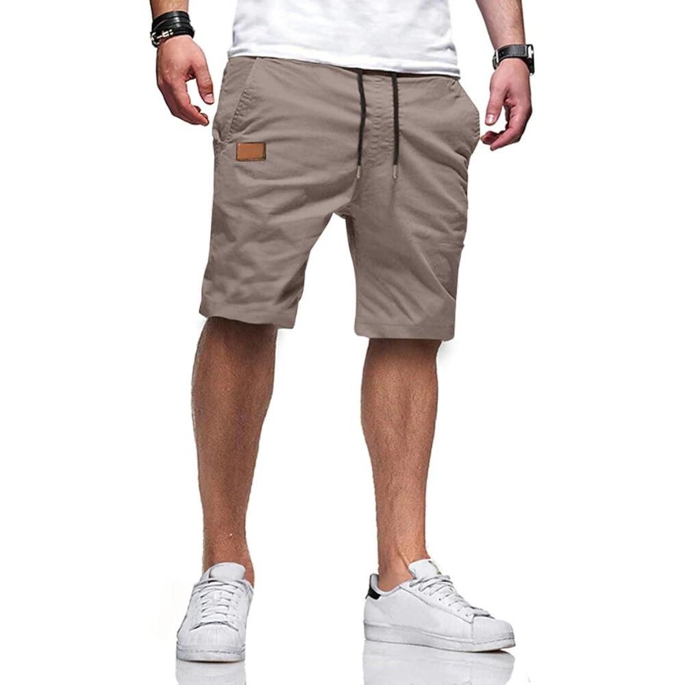 imageJMIERR Mens Casual Shorts  Cotton Drawstring Summer Beach Stretch Twill Chino Golf ShortsS Chestnut
