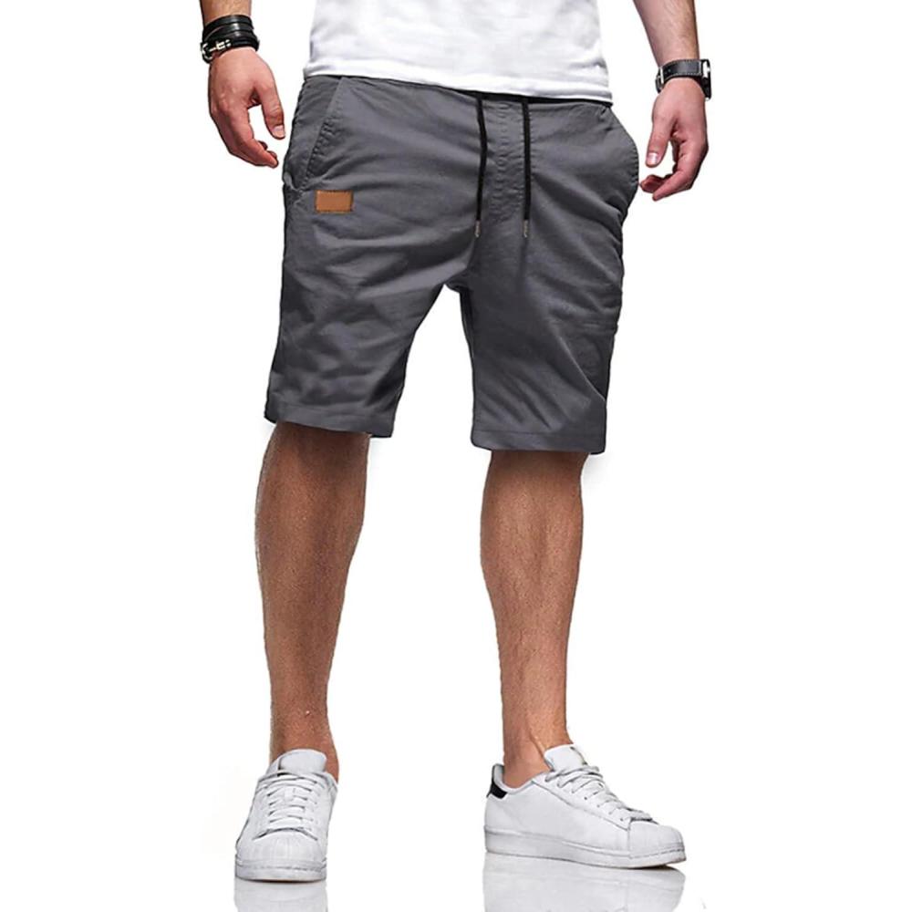 imageJMIERR Mens Casual Shorts  Cotton Drawstring Summer Beach Stretch Twill Chino Golf ShortsS1 Grey 2