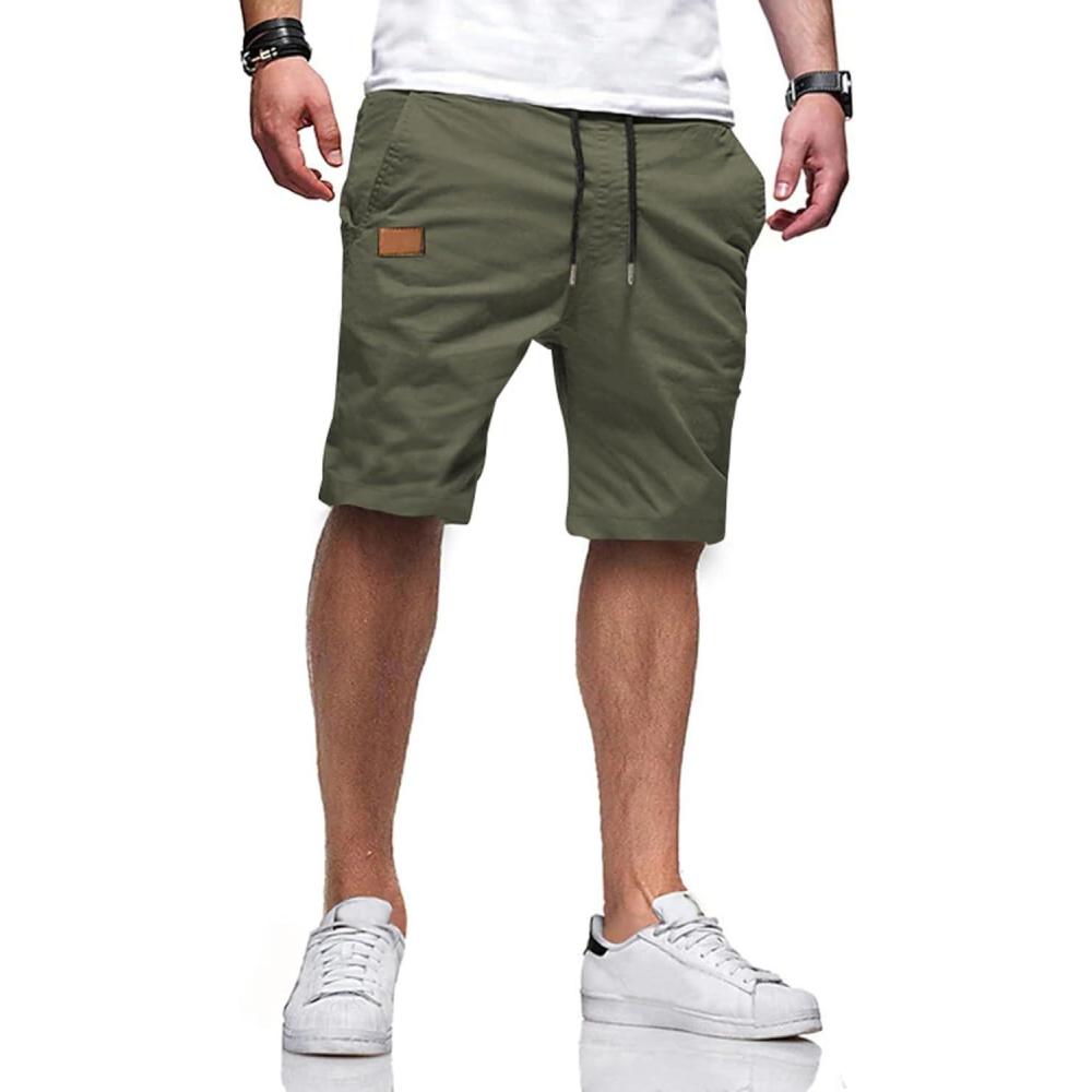 imageJMIERR Mens Casual Shorts  Cotton Drawstring Summer Beach Stretch Twill Chino Golf ShortsS1 Grey Green