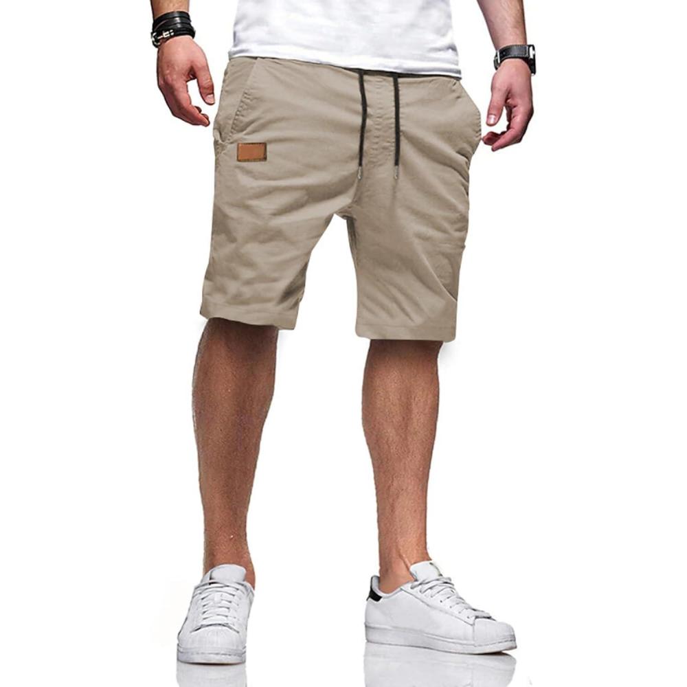 imageJMIERR Mens Casual Shorts  Cotton Drawstring Summer Beach Stretch Twill Chino Golf ShortsS2 Brown 2