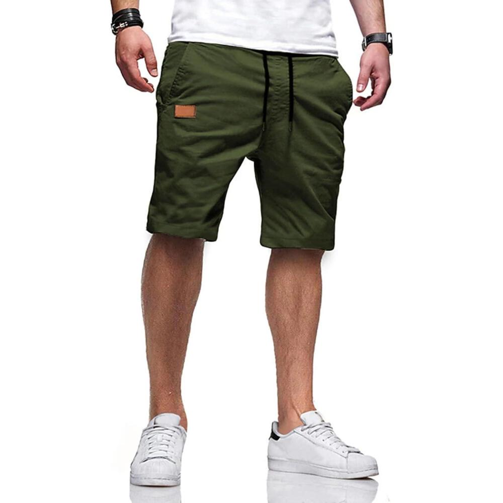 imageJMIERR Mens Casual Shorts  Cotton Drawstring Summer Beach Stretch Twill Chino Golf ShortsS2 Green