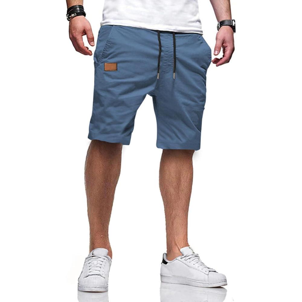 imageJMIERR Mens Casual Shorts  Cotton Drawstring Summer Beach Stretch Twill Chino Golf ShortsS3 Blue 2
