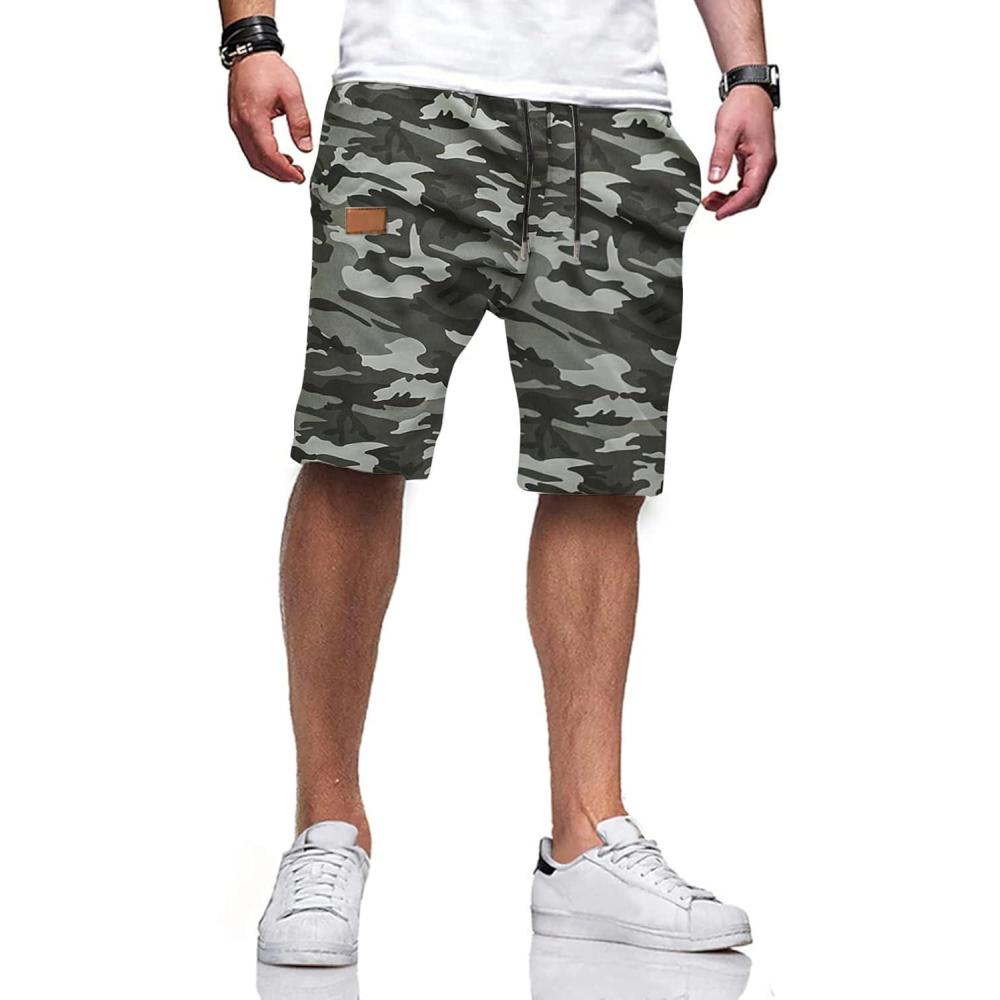 imageJMIERR Mens Casual Shorts  Cotton Drawstring Summer Beach Stretch Twill Chino Golf ShortsT Camouflage 1