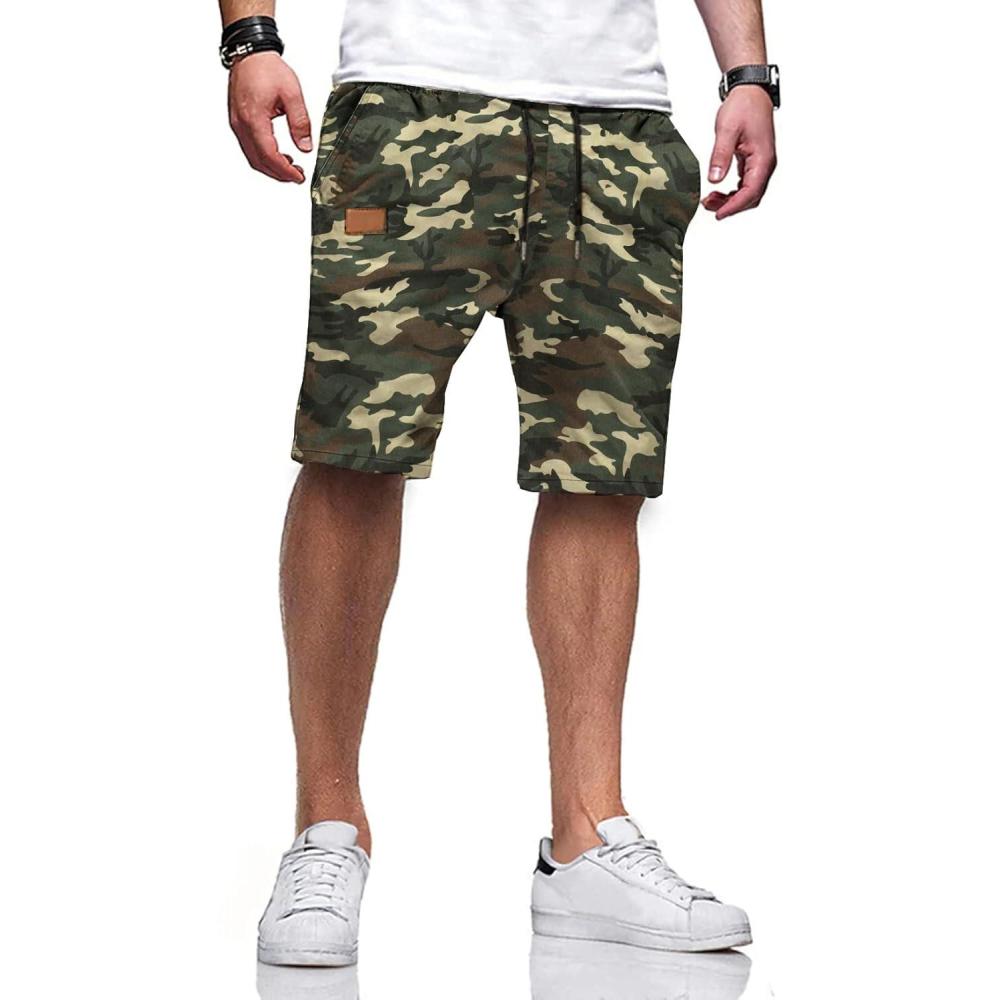 imageJMIERR Mens Casual Shorts  Cotton Drawstring Summer Beach Stretch Twill Chino Golf ShortsT Camouflage 2