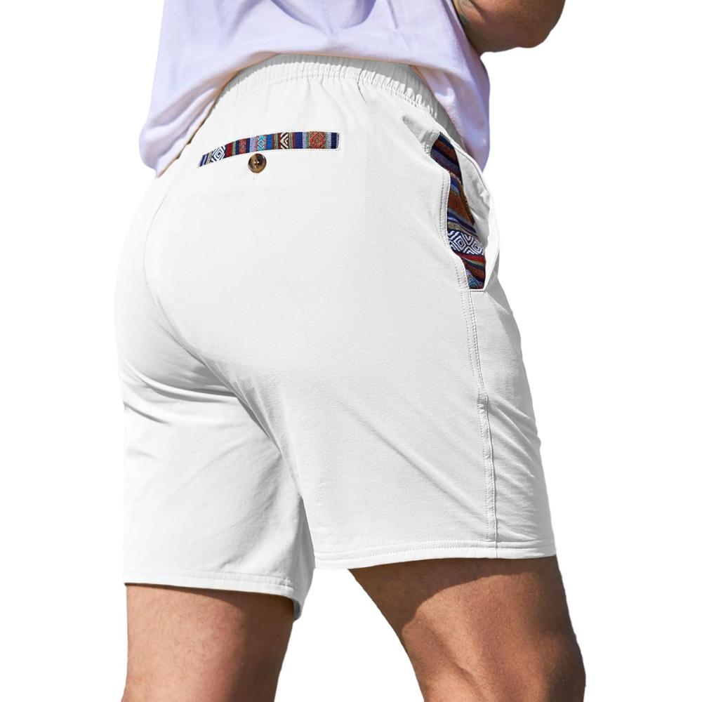 imageJMIERR Mens Casual Shorts 5quot 7quot Drawstring Summer Quick Dry Beach Stretch Waist Athletic Gym Short5 Bwhite