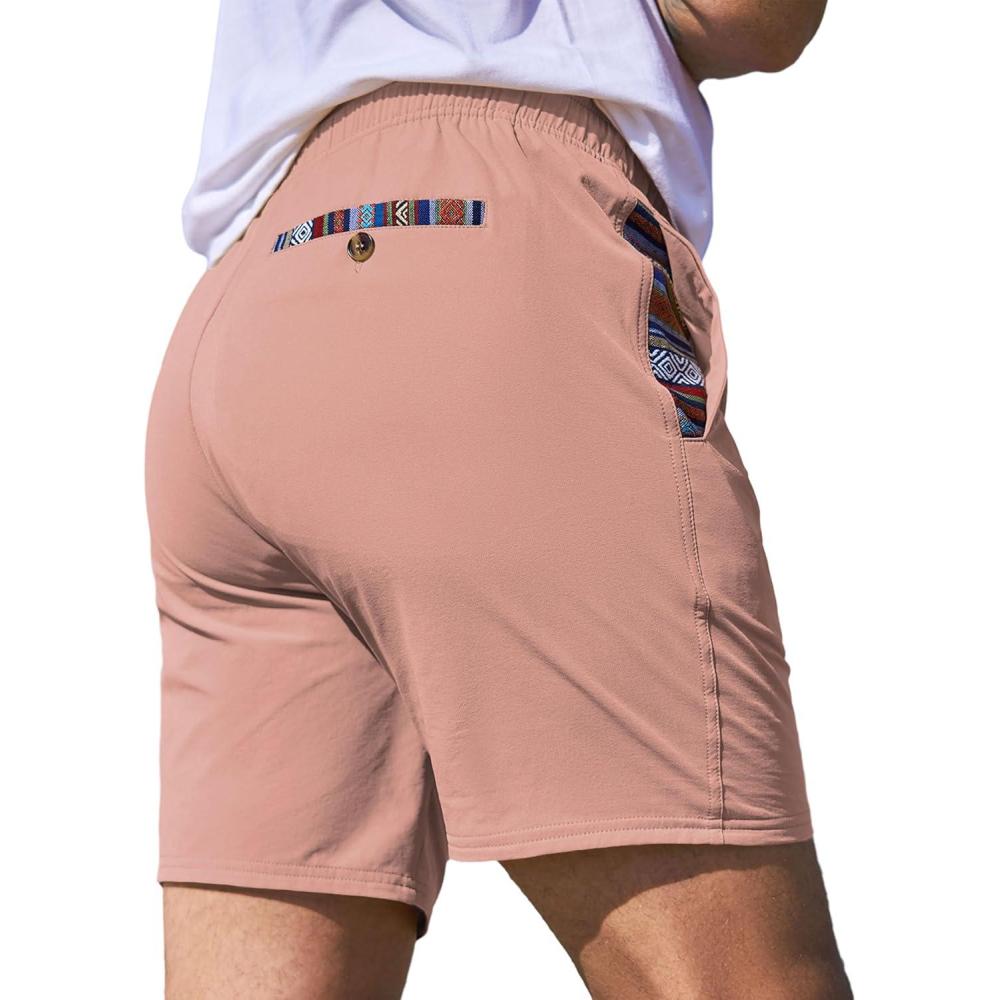 imageJMIERR Mens Casual Shorts 5quot 7quot Drawstring Summer Quick Dry Beach Stretch Waist Athletic Gym Short5 Esoft Pink