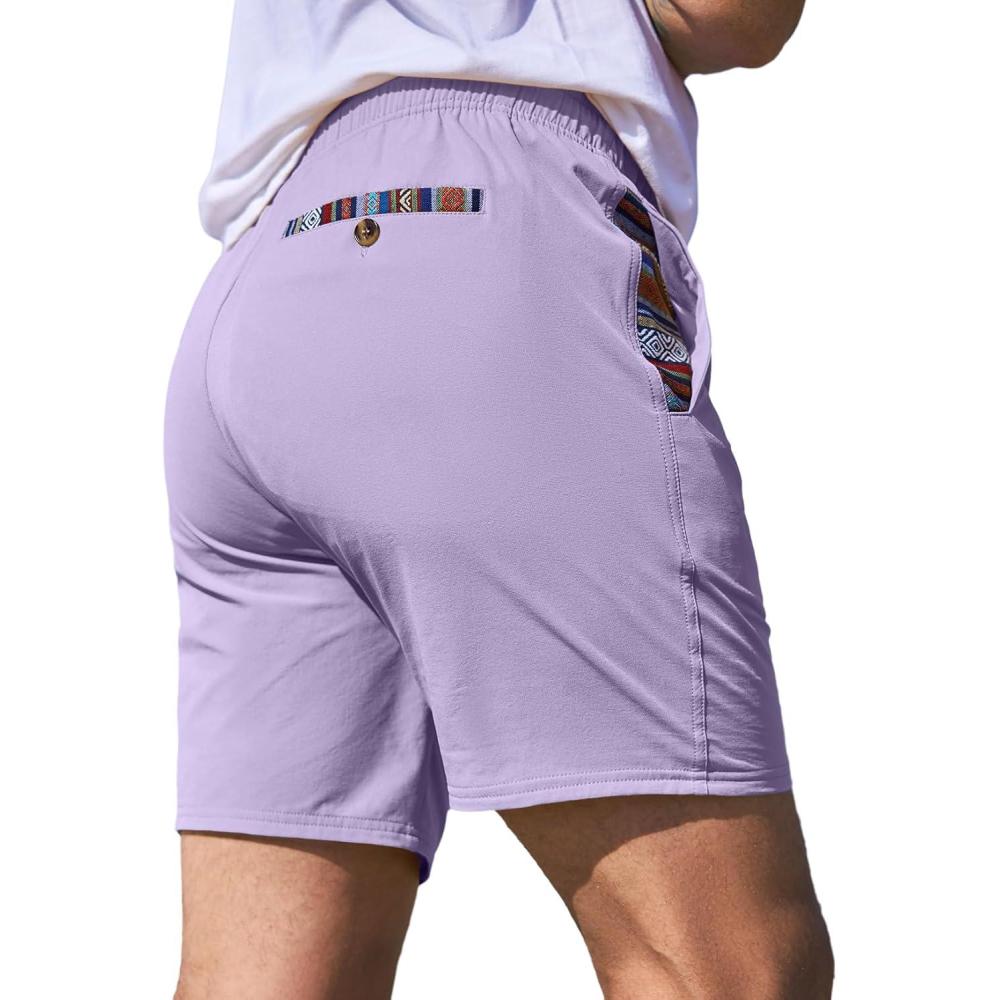 imageJMIERR Mens Casual Shorts 5quot 7quot Drawstring Summer Quick Dry Beach Stretch Waist Athletic Gym Short5 Orchid Petal