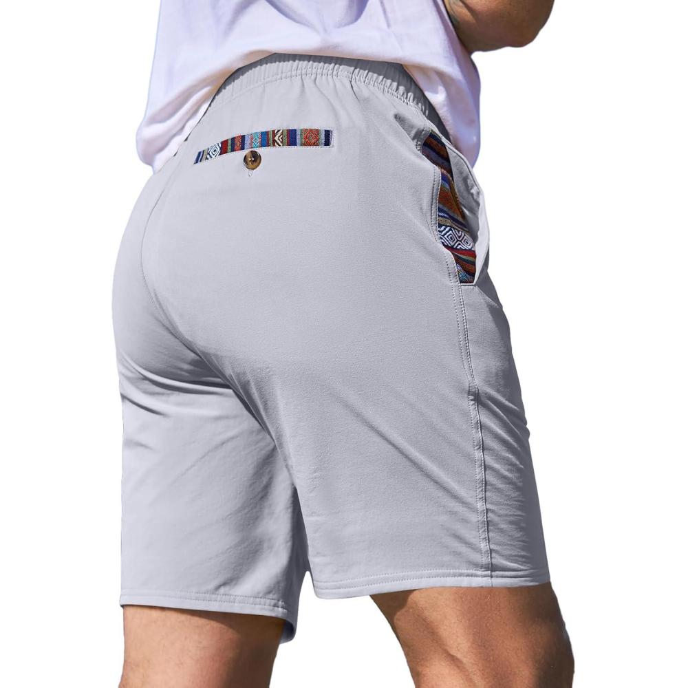 imageJMIERR Mens Casual Shorts 5quot 7quot Drawstring Summer Quick Dry Beach Stretch Waist Athletic Gym Short7 Clight Grey