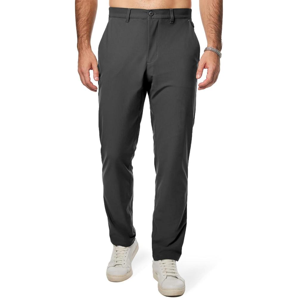 imageJMIERR Mens Chino Pants Casual Stretch Golf Pants Waist Tapered Trousers Lightweight Comfy Pants with Zipper PocketsDark Grey