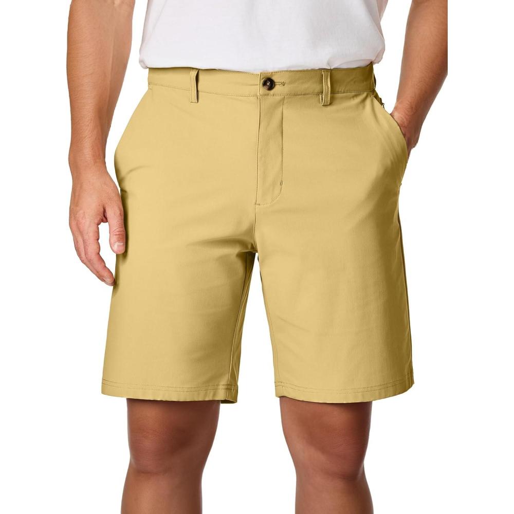 imageJMIERR Mens Chino Shorts Casual Summer 9quot Inch Stretch MoistureWicking Golf Dress Short with Zipper Pocket9 Khaki 2