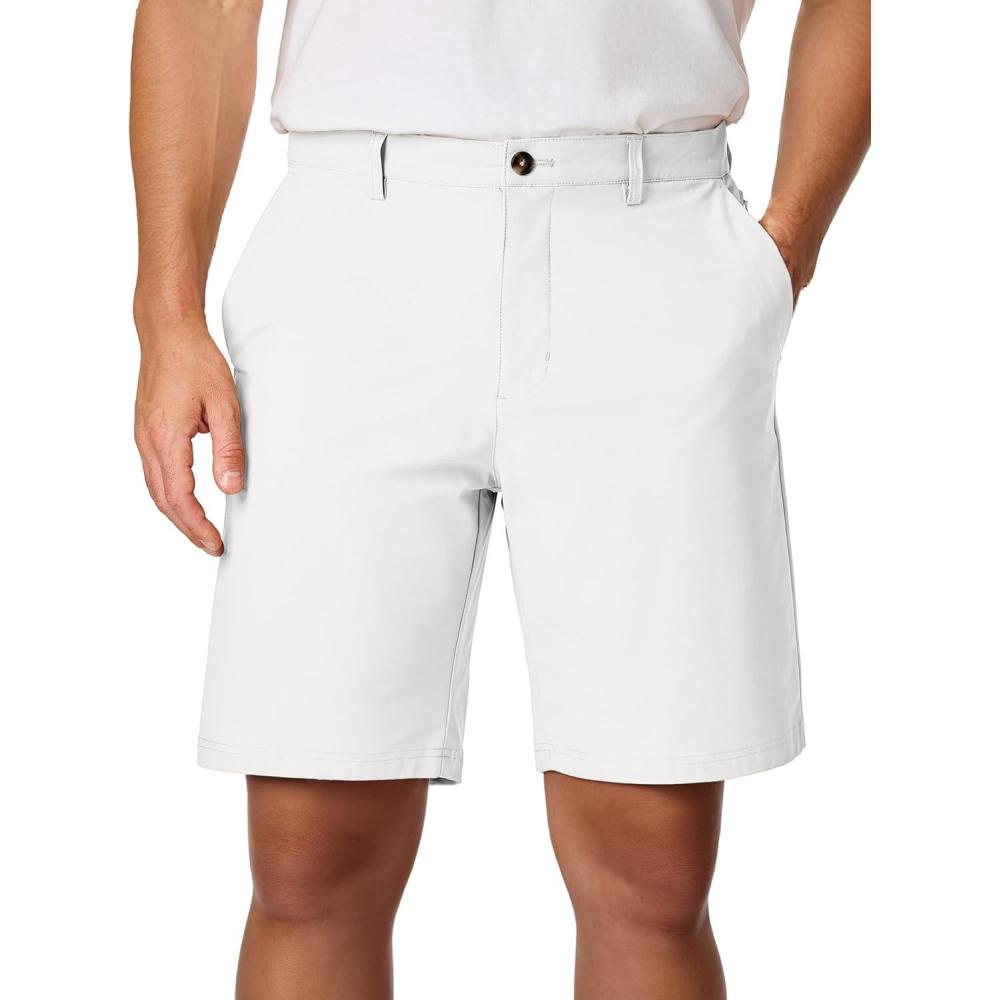 imageJMIERR Mens Chino Shorts Casual Summer 9quot Inch Stretch MoistureWicking Golf Dress Short with Zipper Pocket9 White