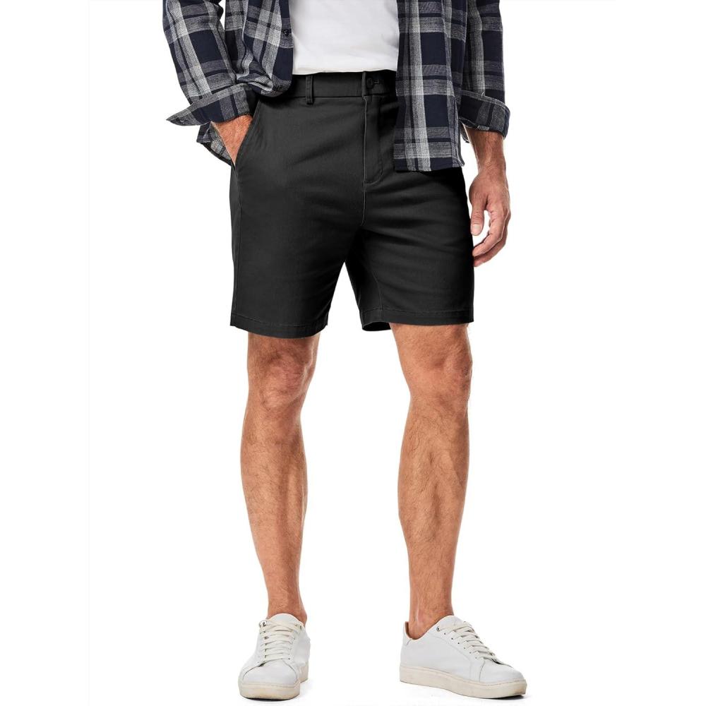 imageJMIERR Mens ClassicFit 7quot Chino Short Summer Stretch Waist Cotton Twill Casual Dress Shorts with Pockets7 Black