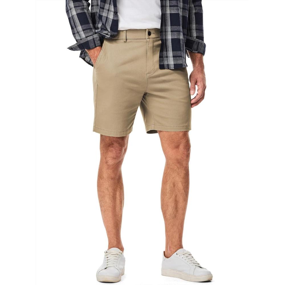 imageJMIERR Mens ClassicFit 7quot Chino Short Summer Stretch Waist Cotton Twill Casual Dress Shorts with Pockets7 Tan