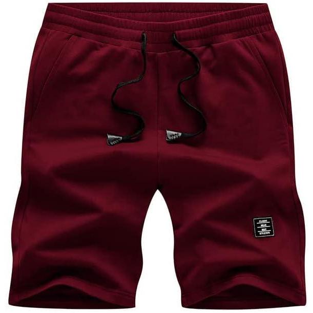 imageJMIERR Mens Cotton Sweat Shorts with 3 Pockets Workout Lounge Jogger Athletic Shorts 7 inch Inseam Running ShortsA Red