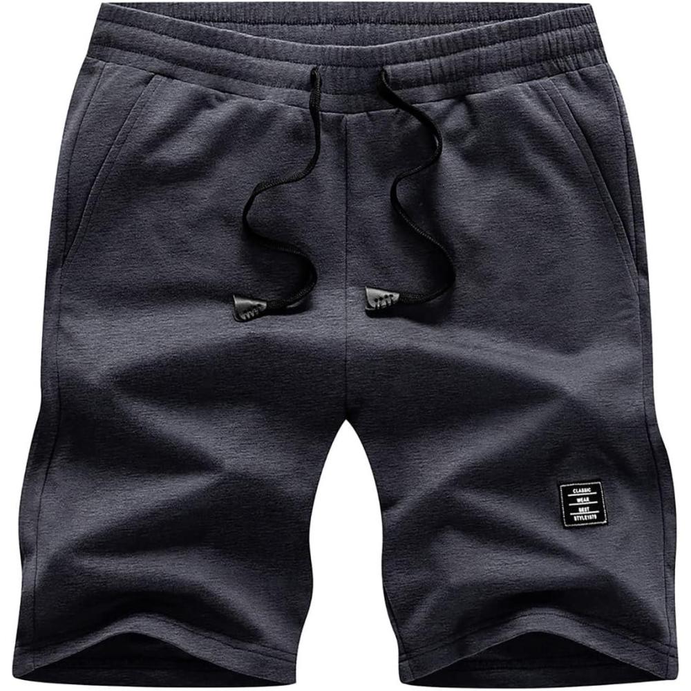 imageJMIERR Mens Cotton Sweat Shorts with 3 Pockets Workout Lounge Jogger Athletic Shorts 7 inch Inseam Running ShortsA0 Gray