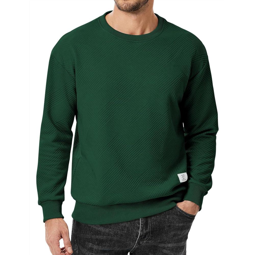 imageJMIERR Mens Crewneck Sweatshirt Casual Long Sleeve Geometric Texture Sweatshirts Fashion Pullover ShirtsGreen