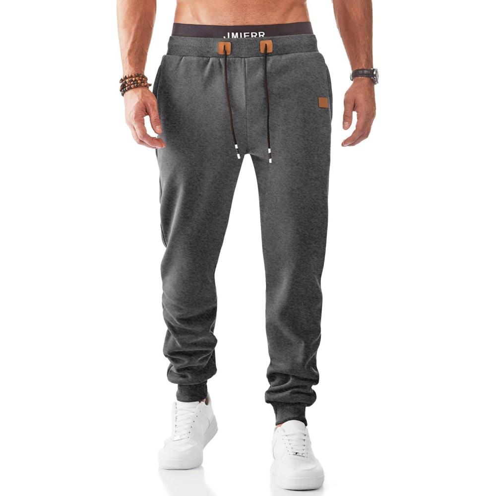 imageJMIERR Mens Fleece ampamp Regular Sweatpants with Zipper Pockets Tapered Joggers Drawstring Waist Athletic Workout Track PantsFleece Carbon Grey