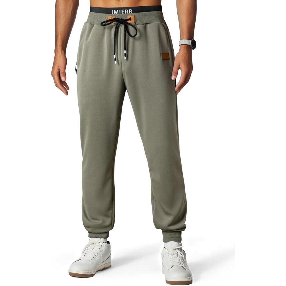 imageJMIERR Mens Fleece ampamp Regular Sweatpants with Zipper Pockets Tapered Joggers Drawstring Waist Athletic Workout Track PantsRegular Seagrass
