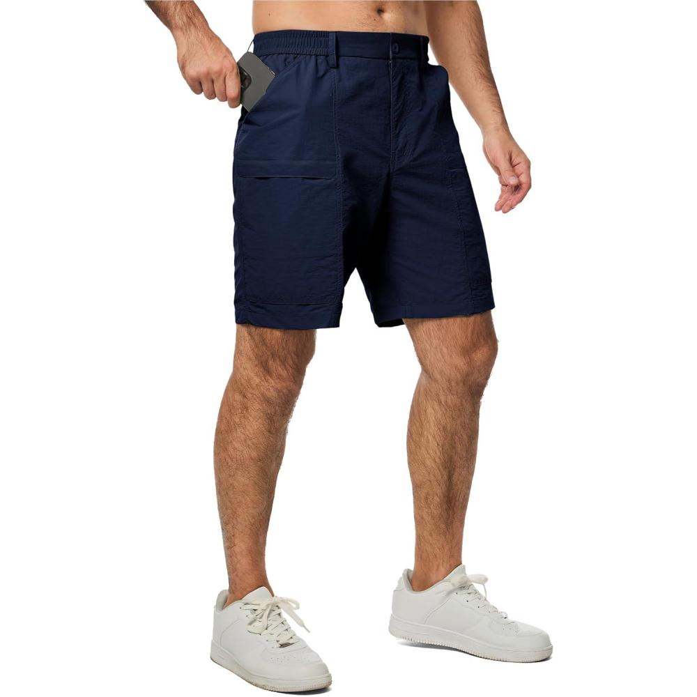 imageJMIERR Mens Hiking Cargo Shorts Casual Stretch Water Resistant QuickDry Lightweight Shorts Mens Golf Shorts with 5 PocketsNavy Blue