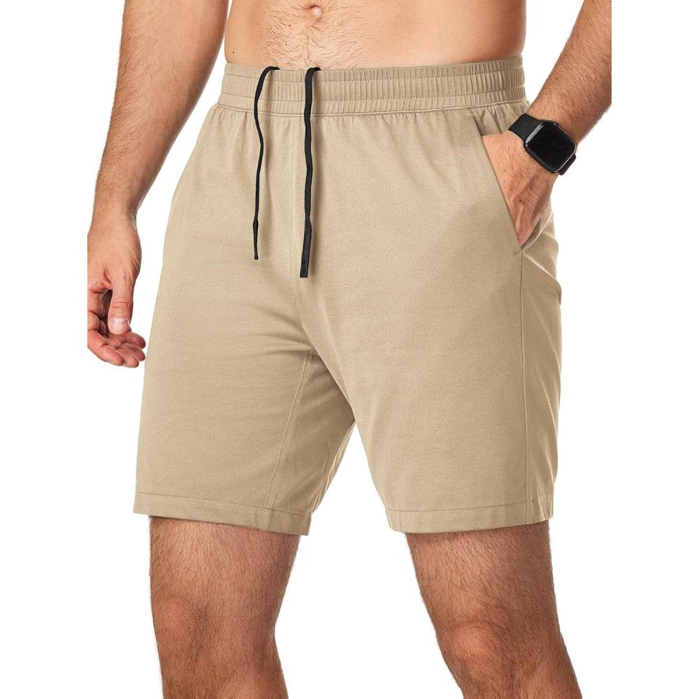 imageJMIERR Mens Running Shorts 7 Inch Lightweight Quick Dry Workout Summer Athletic Gym Shorts with Zipper PocketLight Khaki