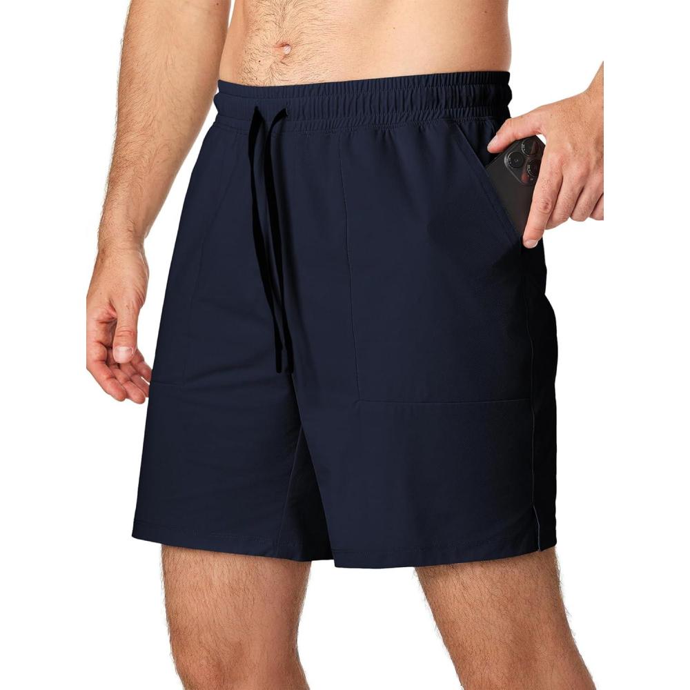 imageJMIERR Mens Shorts Running Athletic Shorts Waterproof Quick Dry 7quot Gym Workout Breathable ShortsA Blue