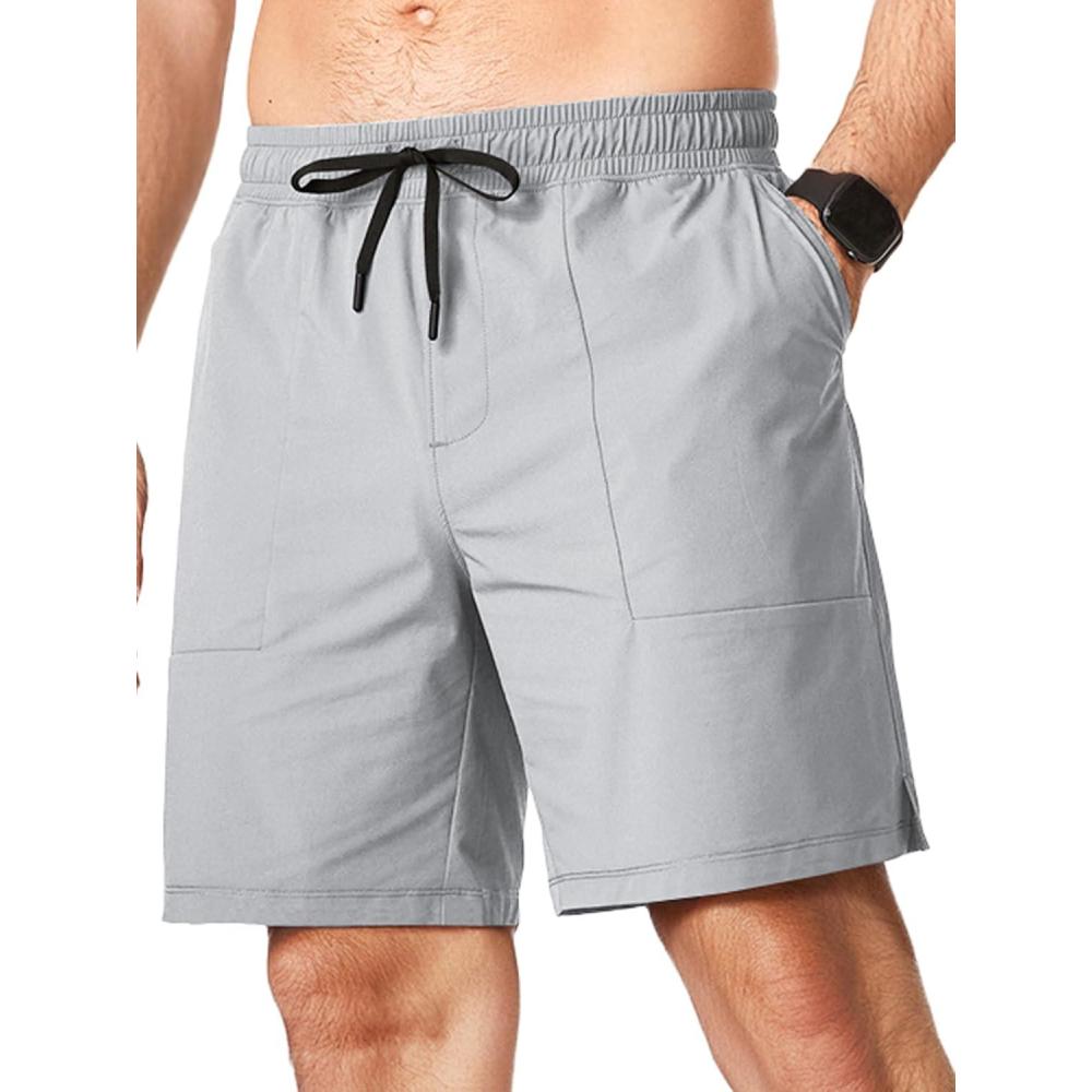 imageJMIERR Mens Shorts Running Athletic Shorts Waterproof Quick Dry 7quot Gym Workout Breathable ShortsA Grey 1