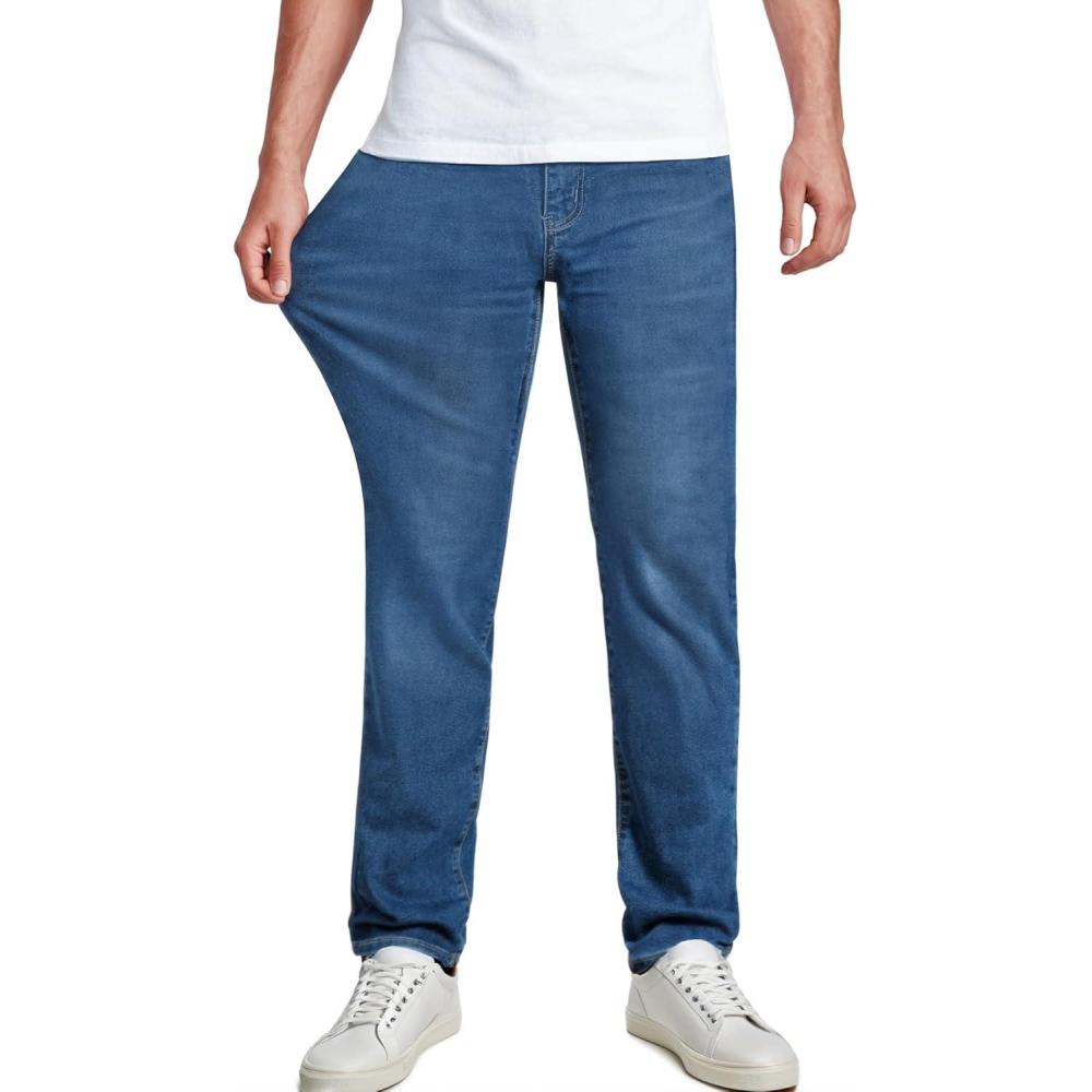 imageJMIERR Mens Stretch Jeans Regular Fit Straight Leg Casual Denim PantsDeep Blue