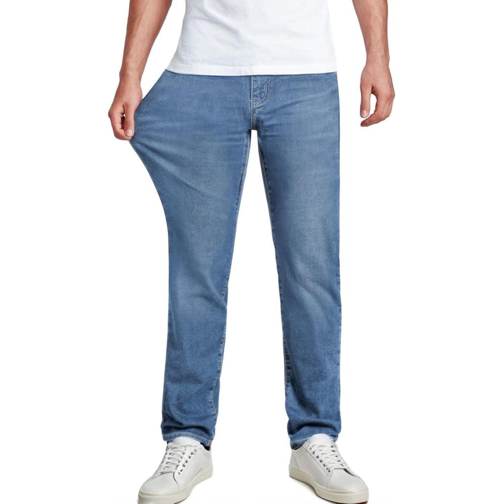 imageJMIERR Mens Stretch Jeans Regular Fit Straight Leg Casual Denim PantsSky Blue