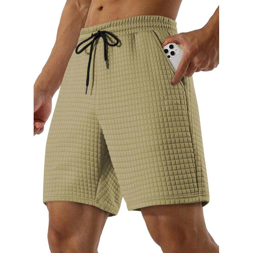 imageJMIERR Mens Sweat Shorts Casual Stretch Elastic Waist Waffle Workout Gym Short 7 inch Inseam Running Short with PocketSage