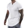 imageJMIERR Mens Muscle Slim T Shirts Summer V Neck Gym Shirt Casual Cotton Workout Athletic Longline Tees0 White
