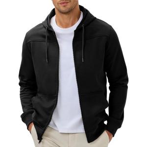 JMIERR Men Hoodie 2025 Zip Up Fall Casual Warm Drawstring Hooded Jacket with Pockets Workout Hiking Sweatshirt(0 Black)