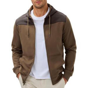 JMIERR Men Hoodie 2025 Zip Up Fall Casual Warm Drawstring Hooded Jacket with Pockets Workout Hiking Sweatshirt(1 Brown)