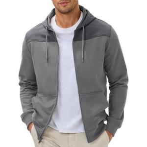JMIERR Men Hoodie 2025 Zip Up Fall Casual Warm Drawstring Hooded Jacket with Pockets Workout Hiking Sweatshirt(A Grey)