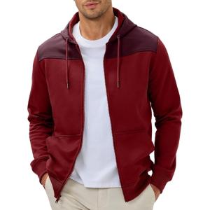 JMIERR Men Hoodie 2025 Zip Up Fall Casual Warm Drawstring Hooded Jacket with Pockets Workout Hiking Sweatshirt(C Red)