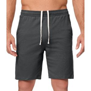JMIERR Men’s 100% Cotton Shorts 9″ Casual Elastic Waist Drawstring Lightweight Workout Lounge Beach Jersey Sweat Shorts(A Dark Grey)