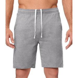 JMIERR Men’s 100% Cotton Shorts 9″ Casual Elastic Waist Drawstring Lightweight Workout Lounge Beach Jersey Sweat Shorts(A Grey)