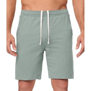 JMIERR Men’s 100% Cotton Shorts 9″ Casual Elastic Waist Drawstring Lightweight Workout Lounge Beach Jersey Sweat Shorts(A Laurel Green)