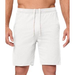 JMIERR Men’s 100% Cotton Shorts 9″ Casual Elastic Waist Drawstring Lightweight Workout Lounge Beach Jersey Sweat Shorts(A White)