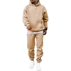 JMIERR Men’s 2 Piece Outfits Hoodie Sweatshirt Tracksuit & Joggers Sweatpants Sweatsuit Set(Beige)