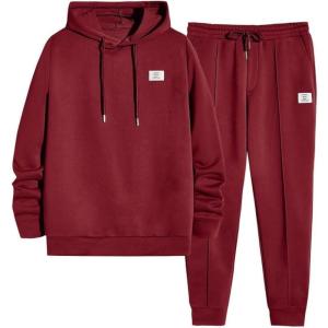 JMIERR Men’s 2 Piece Outfits Hoodie Sweatshirt Tracksuit & Joggers Sweatpants Sweatsuit Set(C Red)